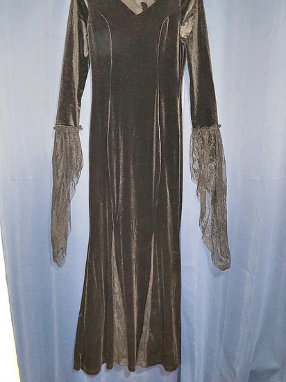 ROMWE Goth Bat Print Contrast Lace Bell Sleeve Dress Small